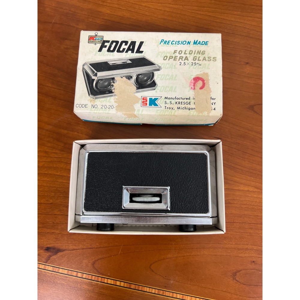 Vintage Focal Folding Opera Glasses 2.5x25mm Sport Glass Japan Kmart 1960s Box